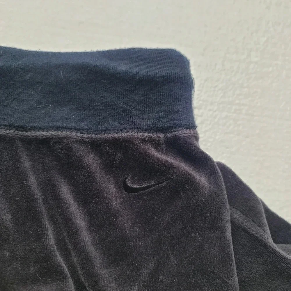 Nike The Athletic Dept Black Velvet Stretch Tack Pants Drawstring sz Medium M